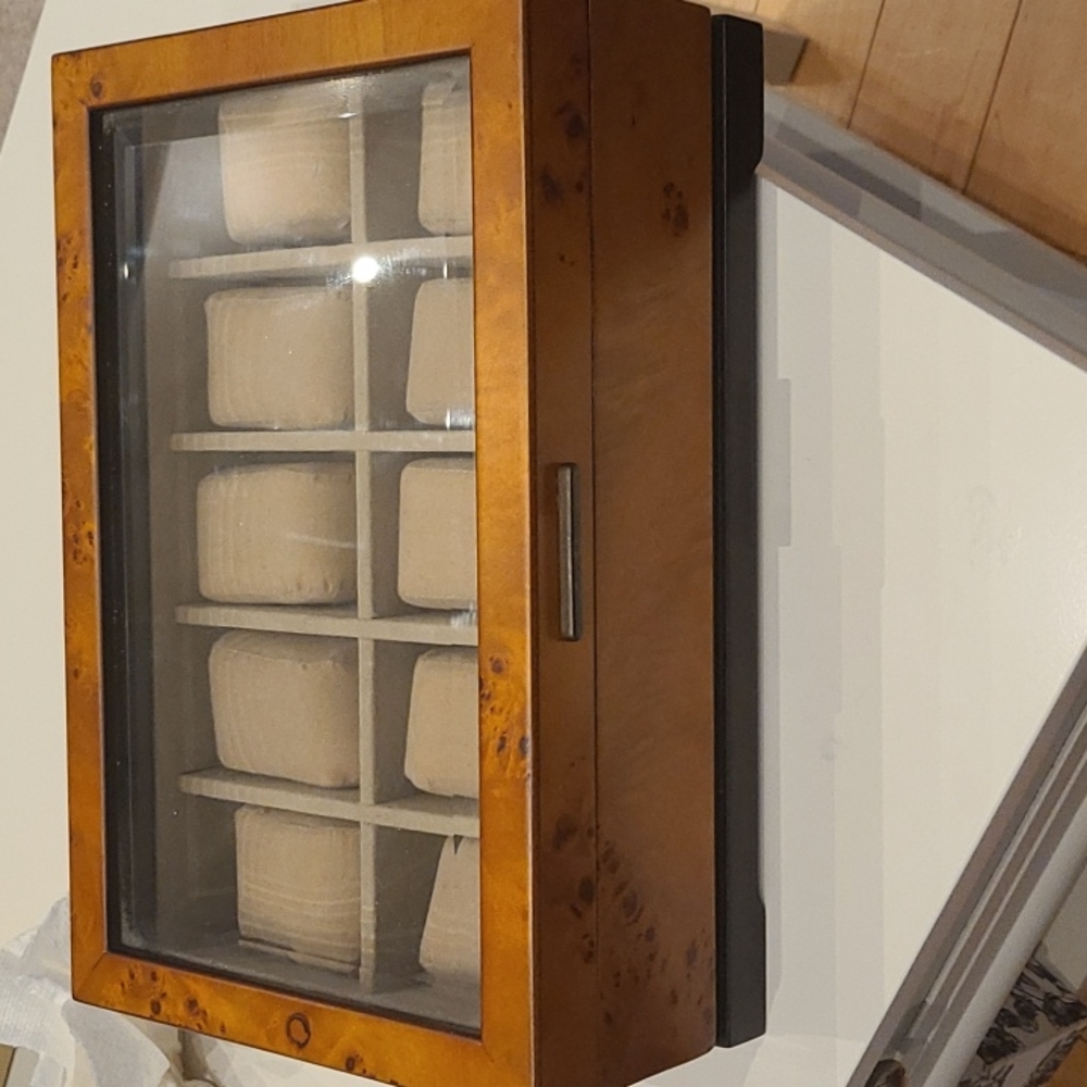 10 slot wooden watch case